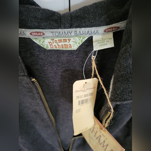 NWT Tommy Bahama "Full Kiss Hoodie" Charcoal Full Zip Jacket Sz L - Picture 4 of 4
